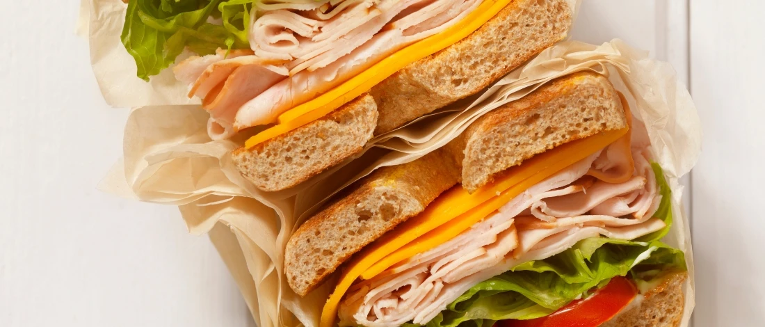 A top view of deli sandwich